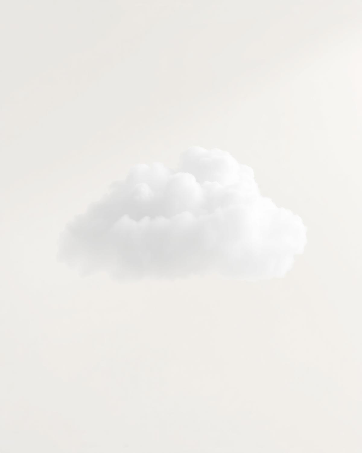 A single soft cumulus cloud on a pale cream background
